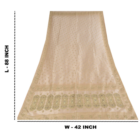 Sanskriti Vintage Mauve Dupatta Lang Stola Kunstsilke Håndperlet Etnisk Wrap Slør