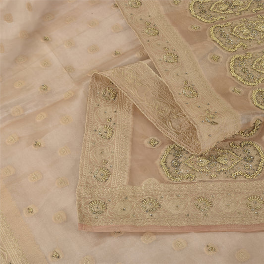 Sanskriti Vintage Mauve Dupatta Long Stole Art Silk Hand Beaded Ethnic Wrap Veil