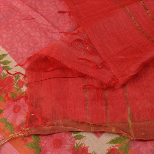 Sanskriti Vintage Pink Dupatta Long Stole Pure Silk Printed Premium Wrap Scarves