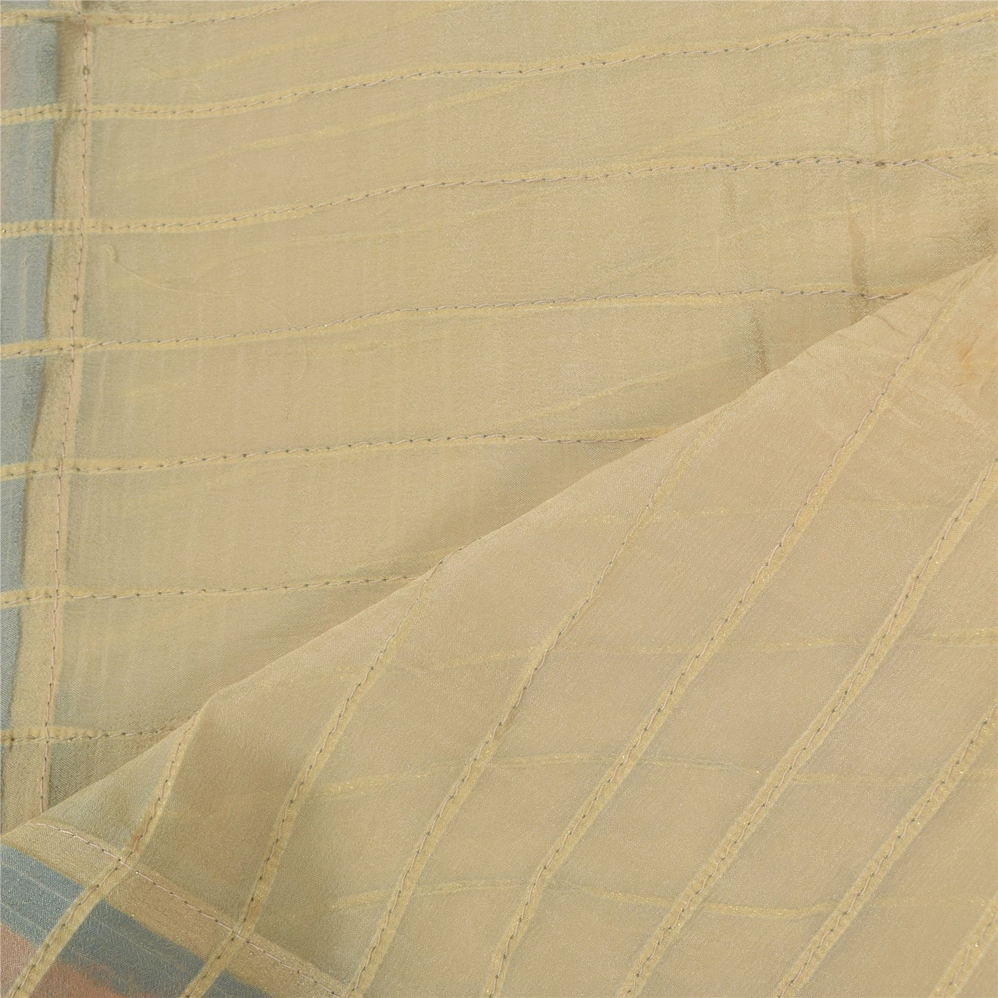 Sanskriti Vintage Ivory Dupatta Long Stole Pure Chiffon Woven Premium Wrap Veil