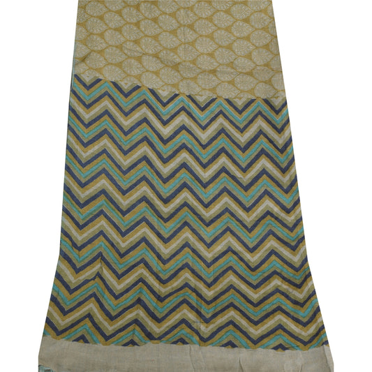 Sanskriti Vintage Yellow Dupatta Long Stole Pure Silk Printed Premium Wrap Veil