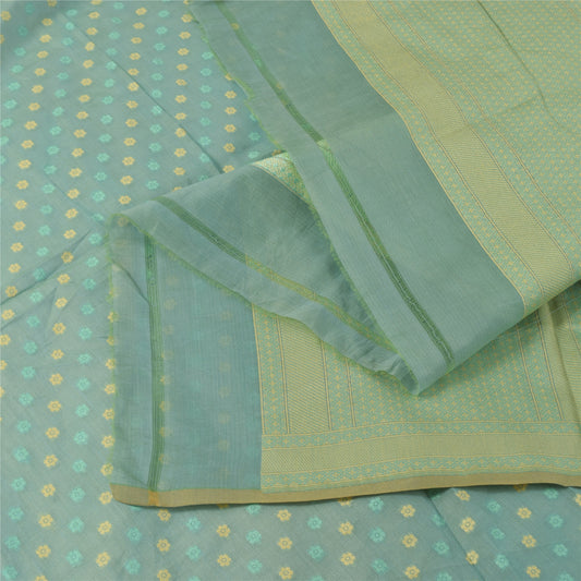 Sanskriti Vintage Aqua Blue Dupatta Long Stole Blend Cotton Woven Premium HIjab
