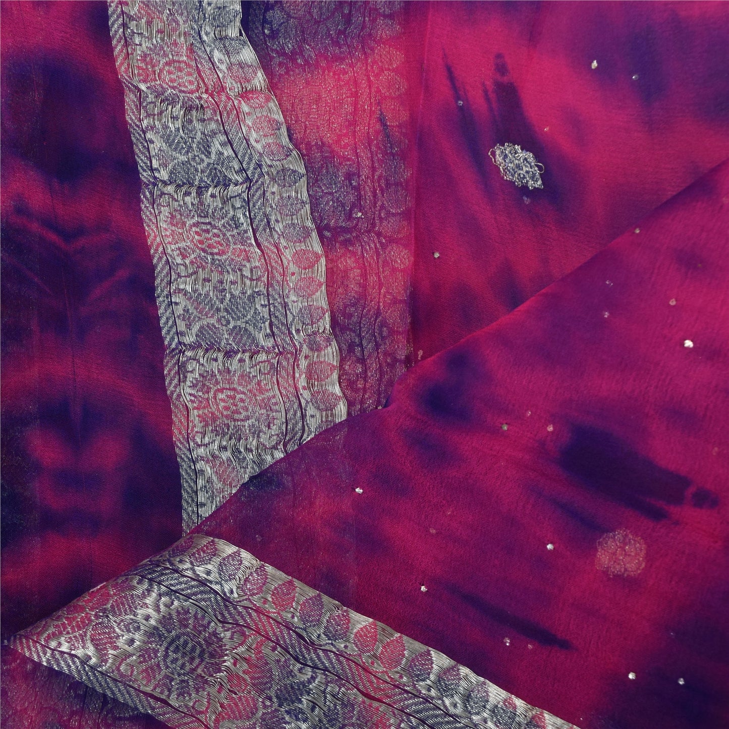 Sanskriti Vintage Pink Dupatta Long Stole Pure Georgette Woven Tie & Dye Scarves