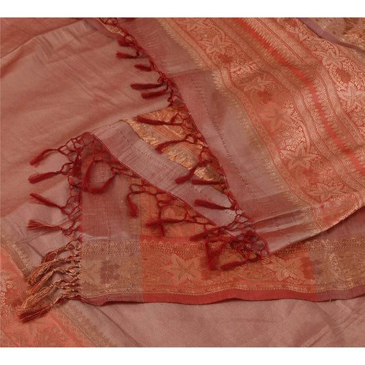 Sanskriti Vintage Long Dupatta/Stole Artificial Silk Woven/Solid Pink Scarf Veil