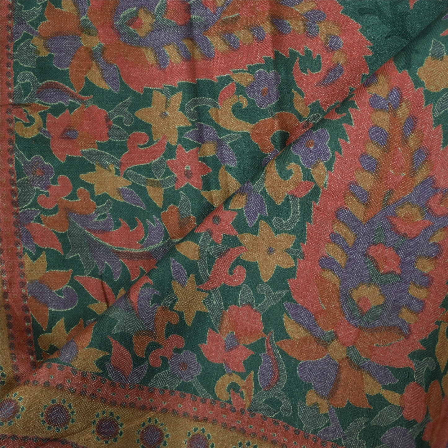 Sanskriti Vintage Indian Green Dupatta Long Stole Cotton Silk Printed Wrap Veil