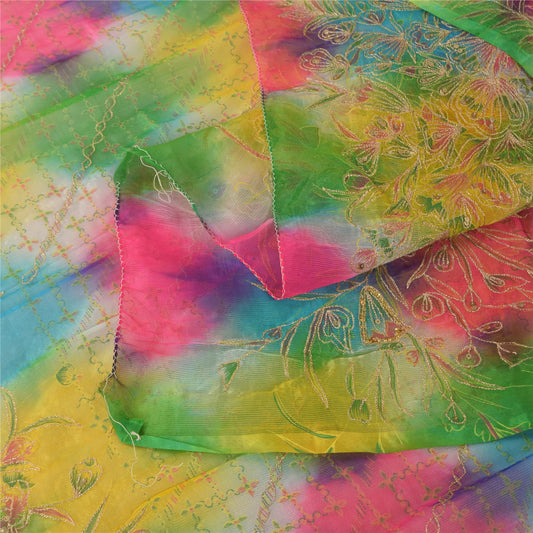 Sanskriti Vintage Long Dupatta/Stole Artificial Silk Hand Beaded Zari SequinVeil