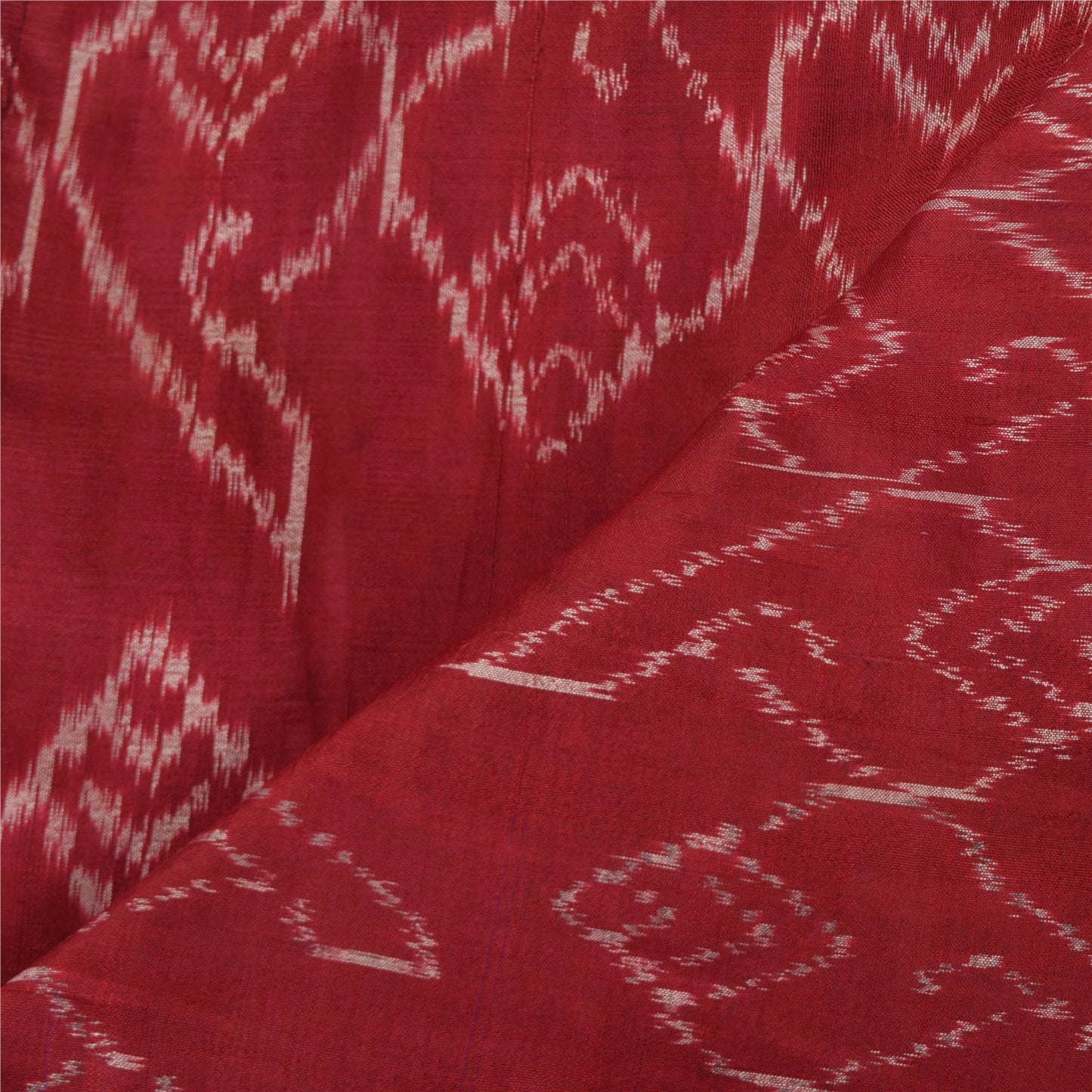 Sanskriti Vintage Red Dupatta Long Stole Pure Silk Ikat Woven Premium Wrap Veil