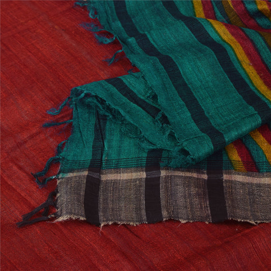 Sanskriti Vintage Indian Red Dupatta Long Stole Pure Silk Woven Premium Scarves