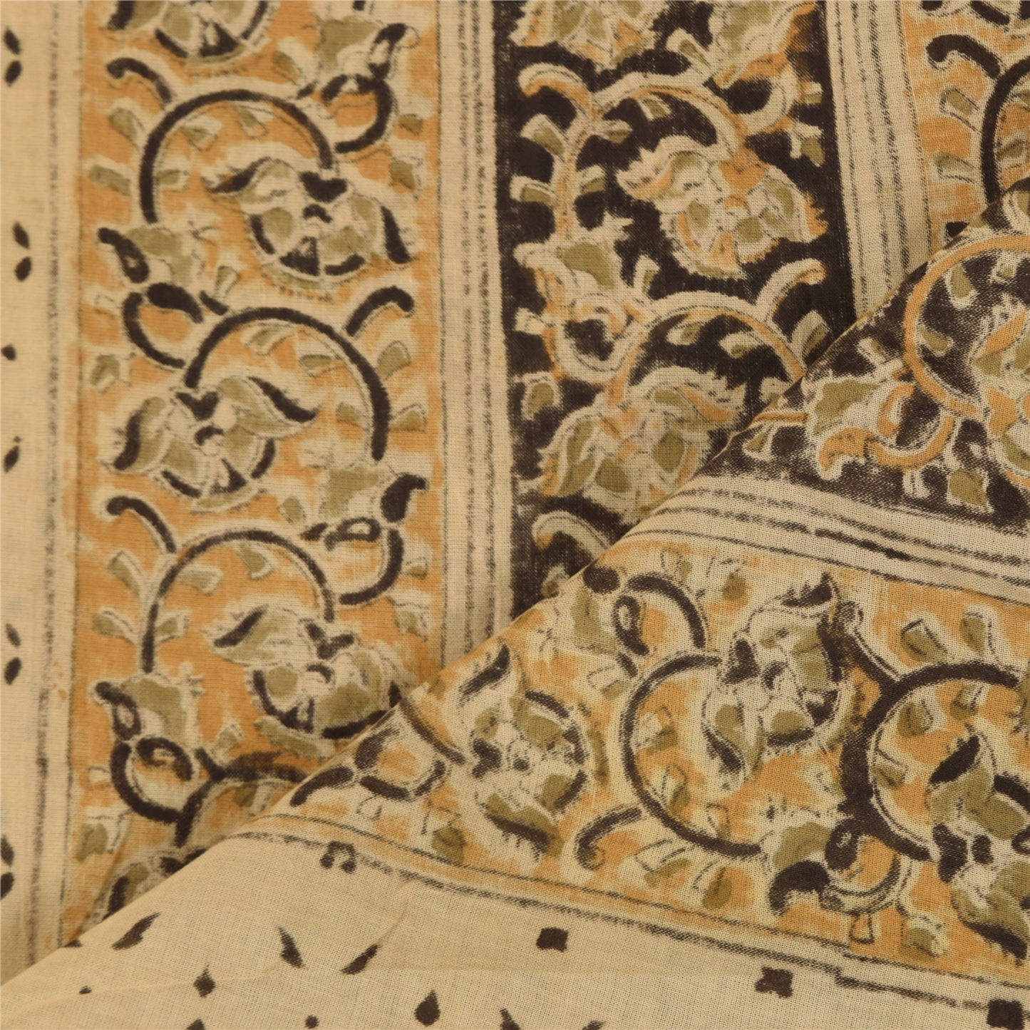 Sanskriti Vintage Cream Dupatta Long Stole Pure Cotton Printed Premium Scarves