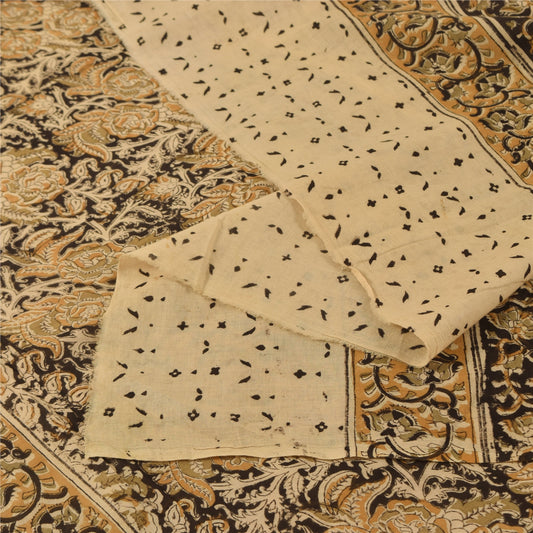 Sanskriti Vintage Cream Dupatta Long Stole Pure Cotton Printed Premium Scarves