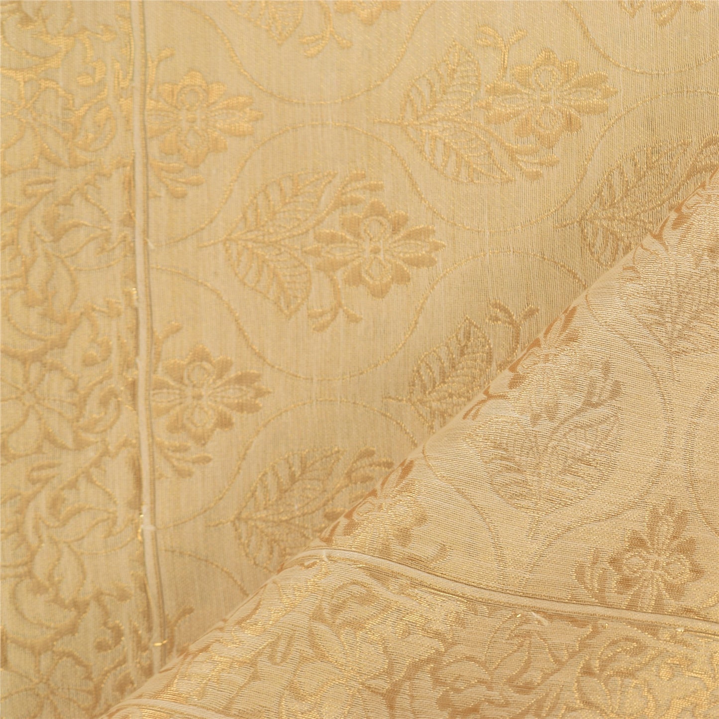 Sanskriti Vintage Ivory/Yellow Dupatta Long Stole Pure Silk Woven Printed Hijab