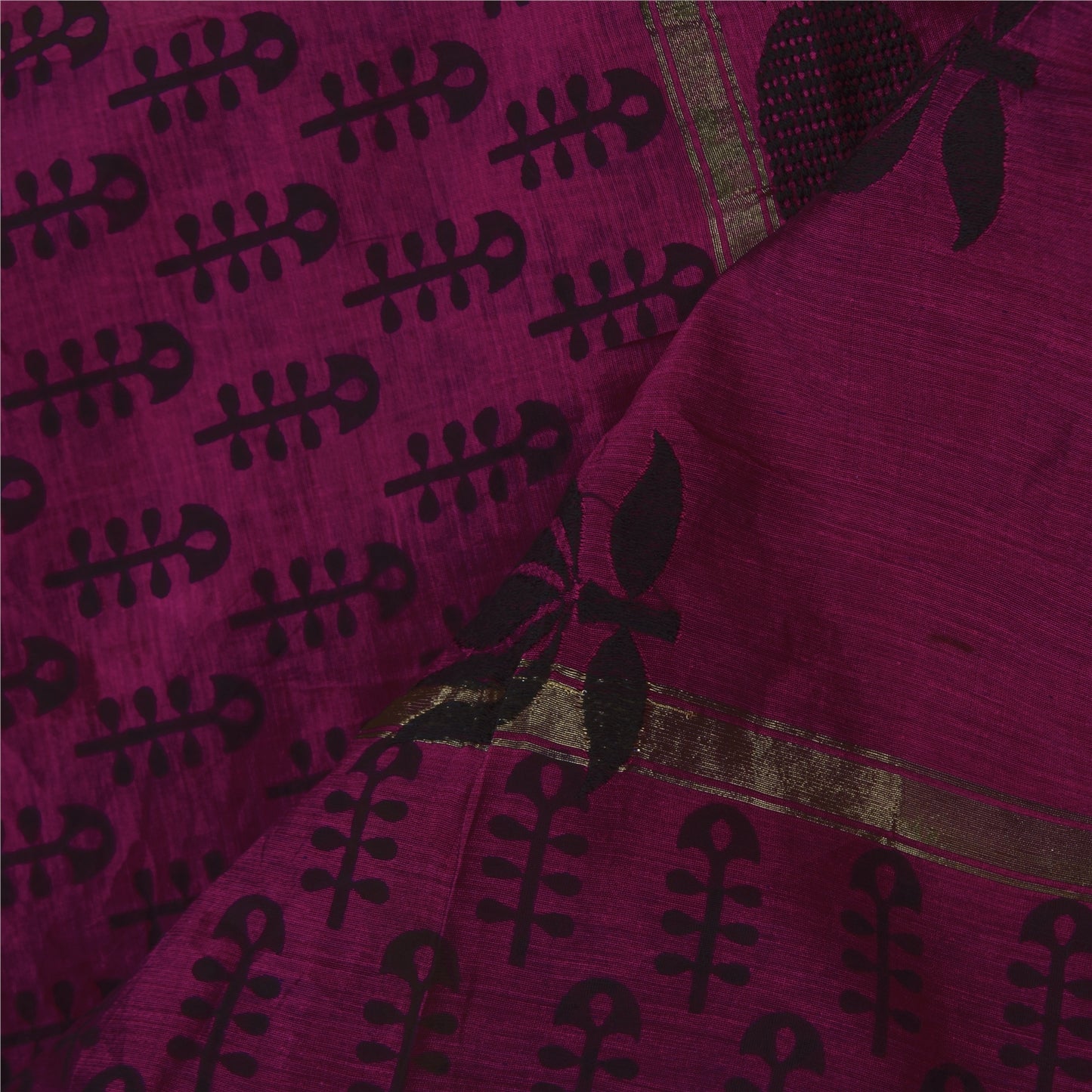Sanskriti Vintage Magenta Dupatta Long Stole Art Silk Printed Warli Art Scarves