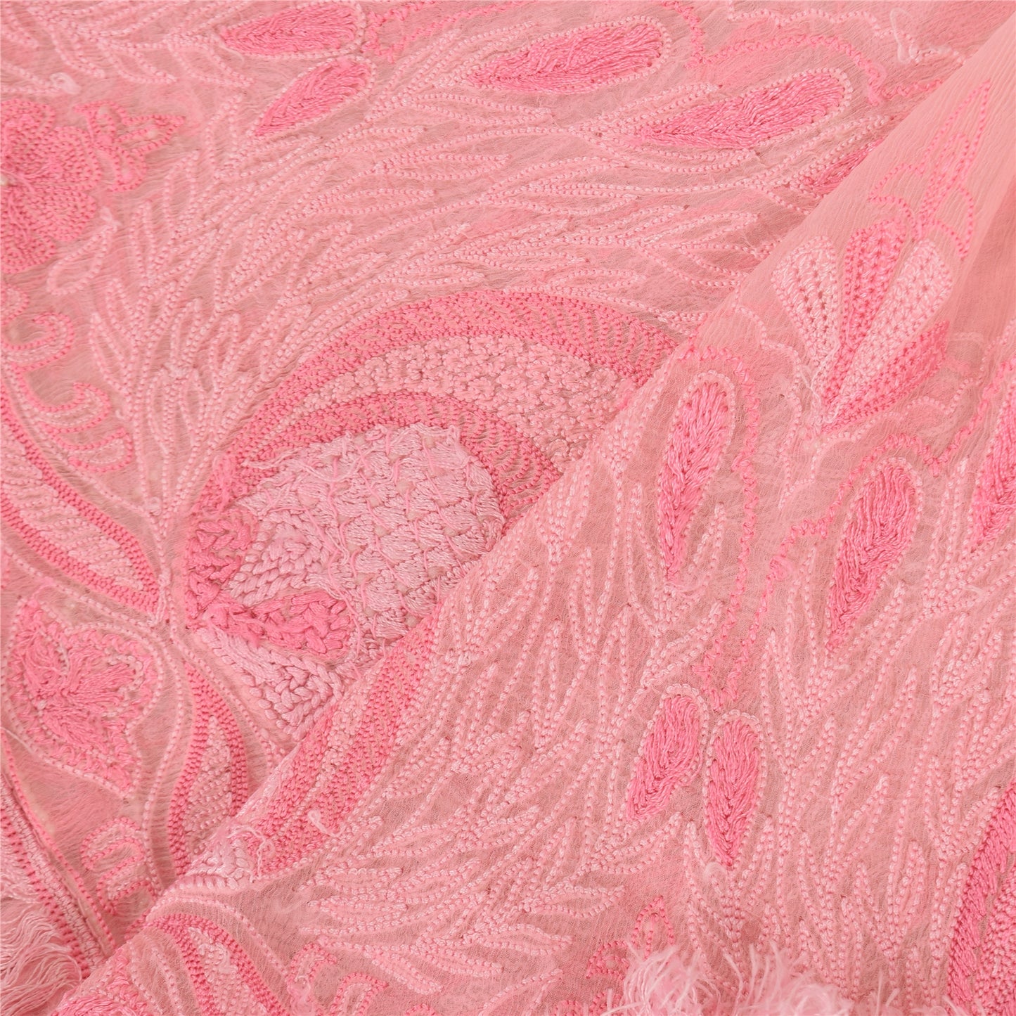 Sanskriti Vintage Peach Dupatta Long Stole Pure Silk Embroidered Premium Scarves