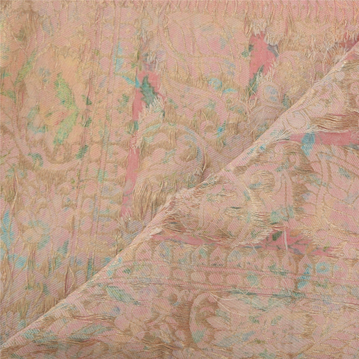 Sanskriti Vintage Salmon Dupatta Long Stole Blend Silk Hand Woven Printed Hijab