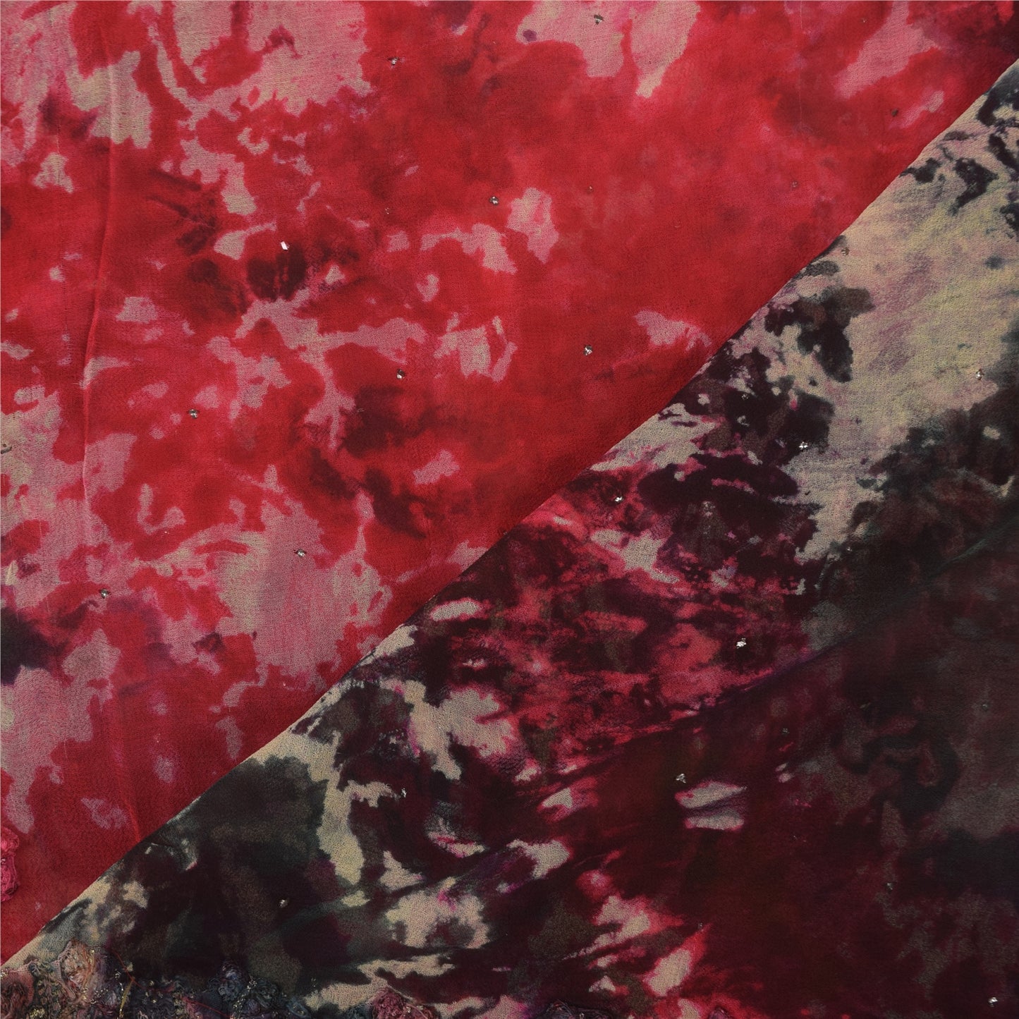 Sanskriti Vintage Mutli Dupatta Long Stole Pure Georgette Embroider Tie&dye Veil