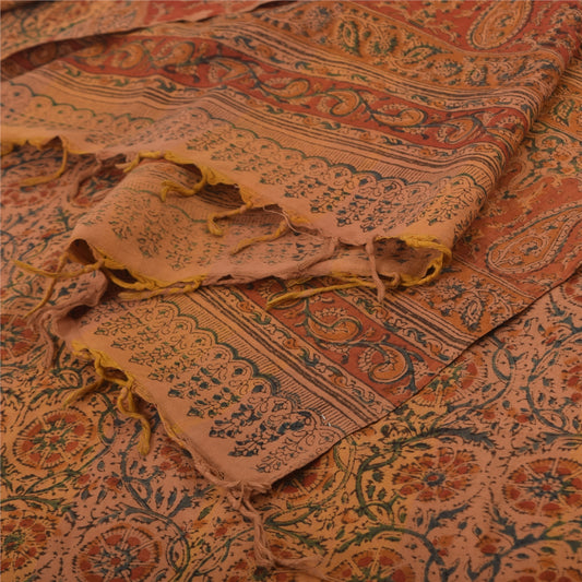 Sanskriti Vintage Brown Dupatta Long Stole Pure Cotton Printed Premium Wrap Veil