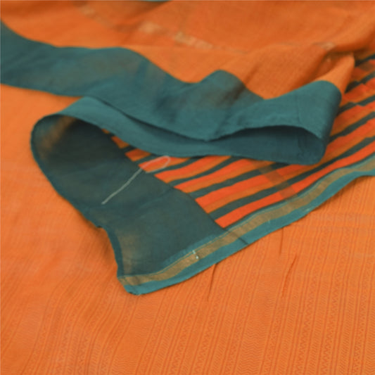 Sanskriti Vintage Long Dupatta/Stole Pure Cotton Orange Printed Scarf Wrap Veil