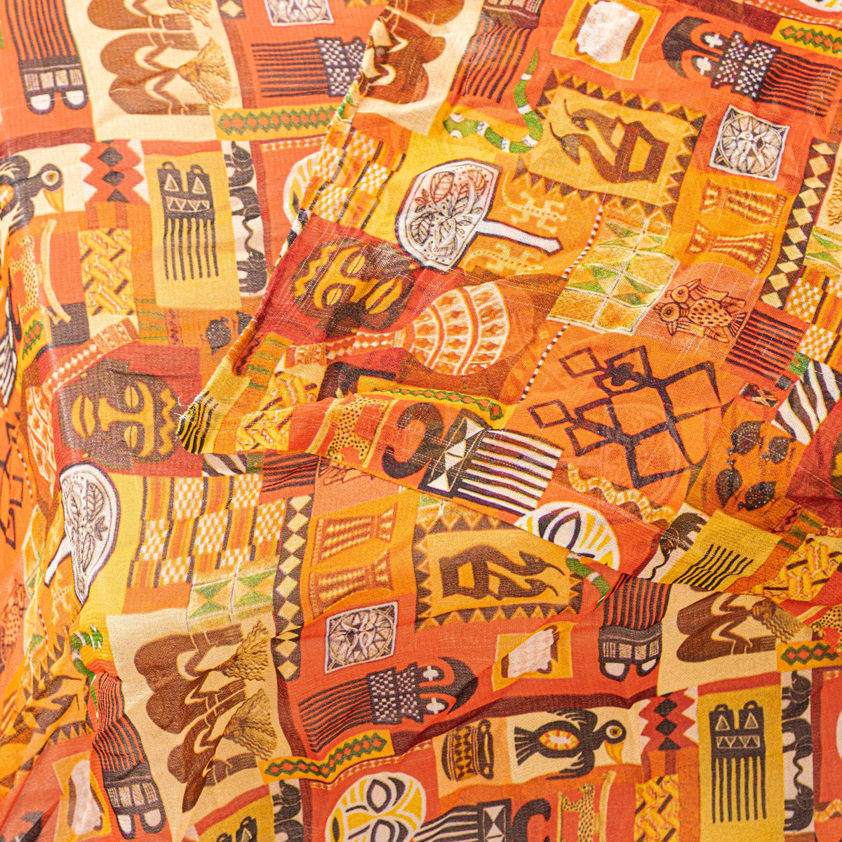 Sanskriti Vintage Orange Pure Georgette Dupatta Stole Digital Print Tribal Scarf