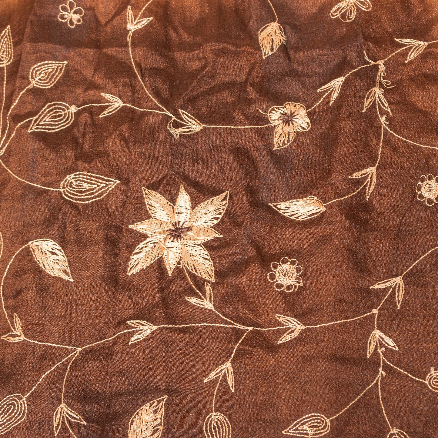 Sanskriti Vintage Cream-Brown Pure Cotton Dupatta Stole Tie-Dye Embroidered Veil