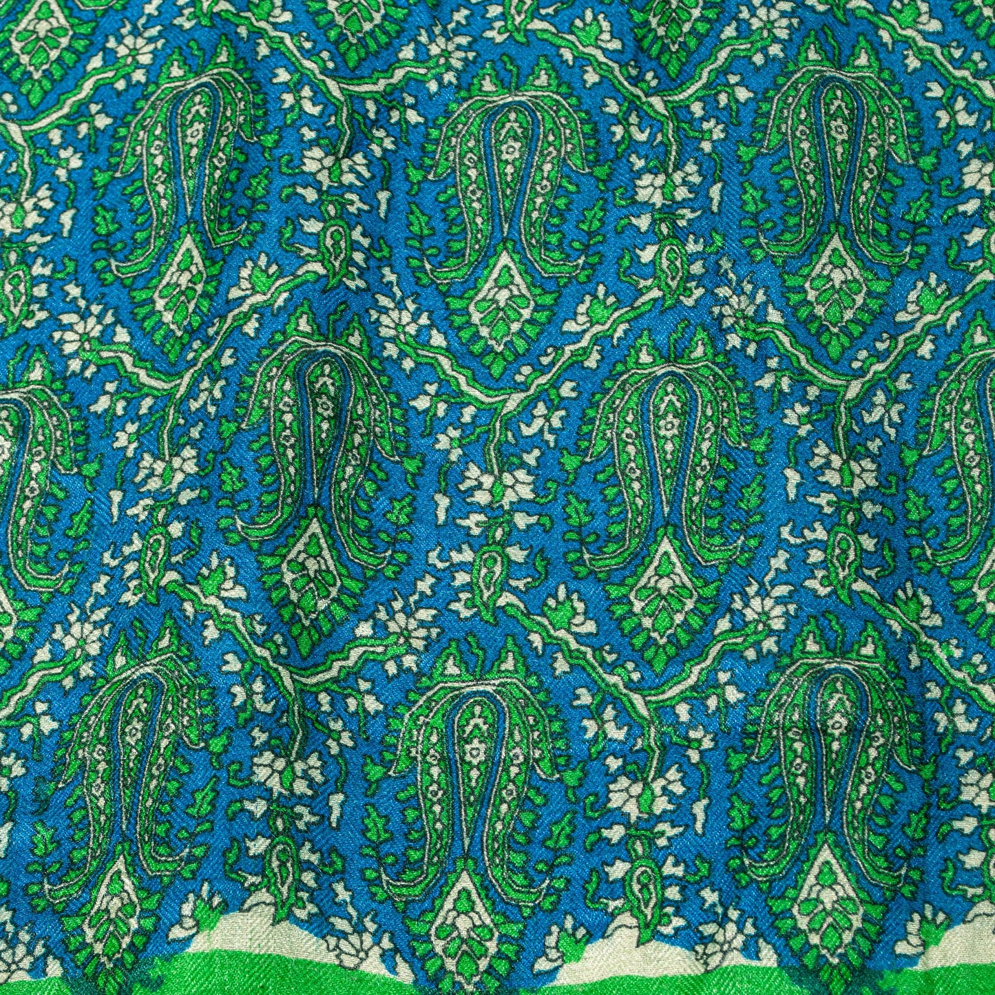 Sanskriti Vintage Green Dupatta/Stole Woolen Silk Kani Paisley Print KashmirVeil