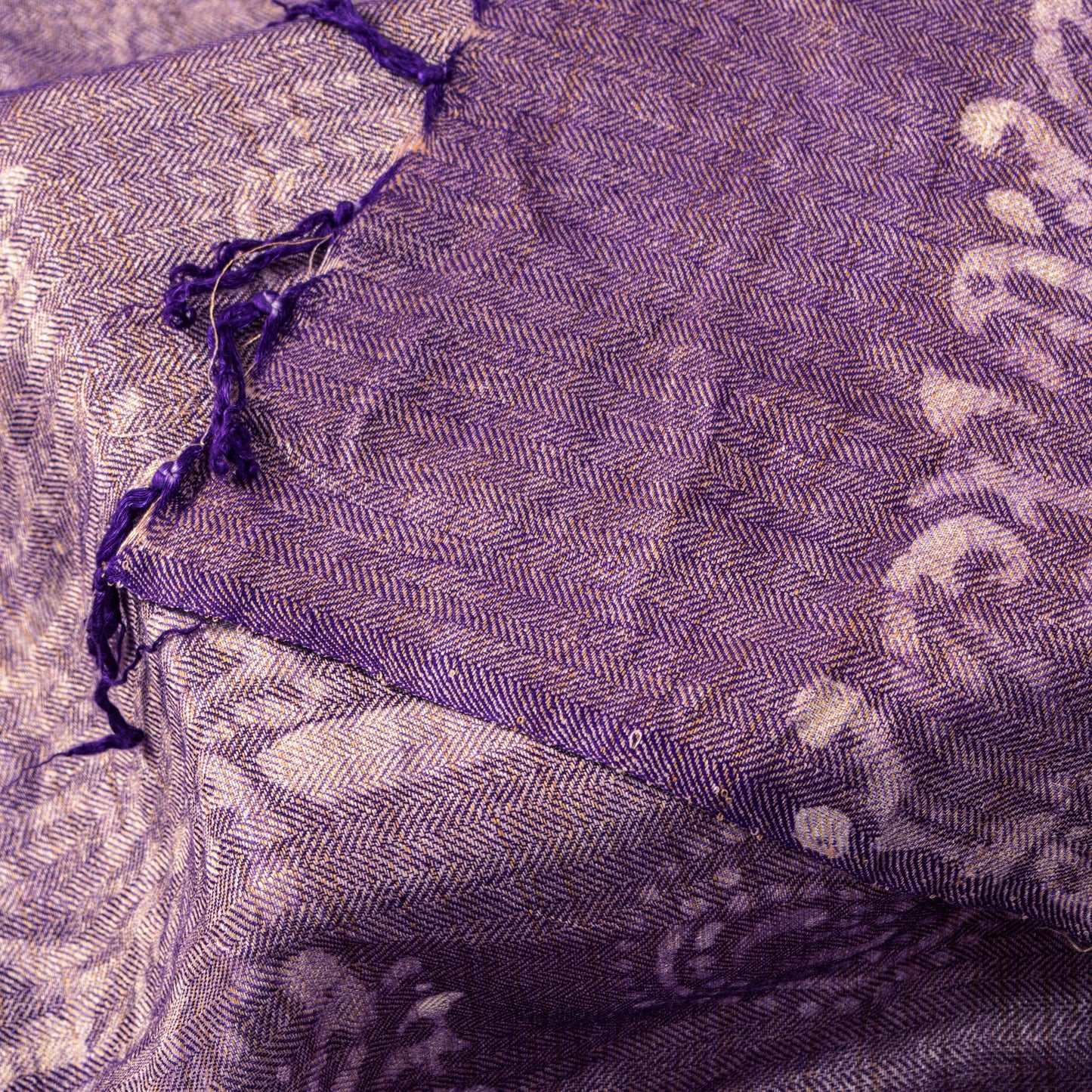 Sanskriti Vintage Purple Soft Blend Woolen Dupatta Stole Batik Work PaisleyScarf