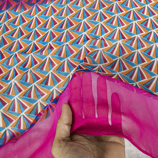 Sanskriti Vintage Pink Georgette Dupatta Sheer 90x46 Inch Printed