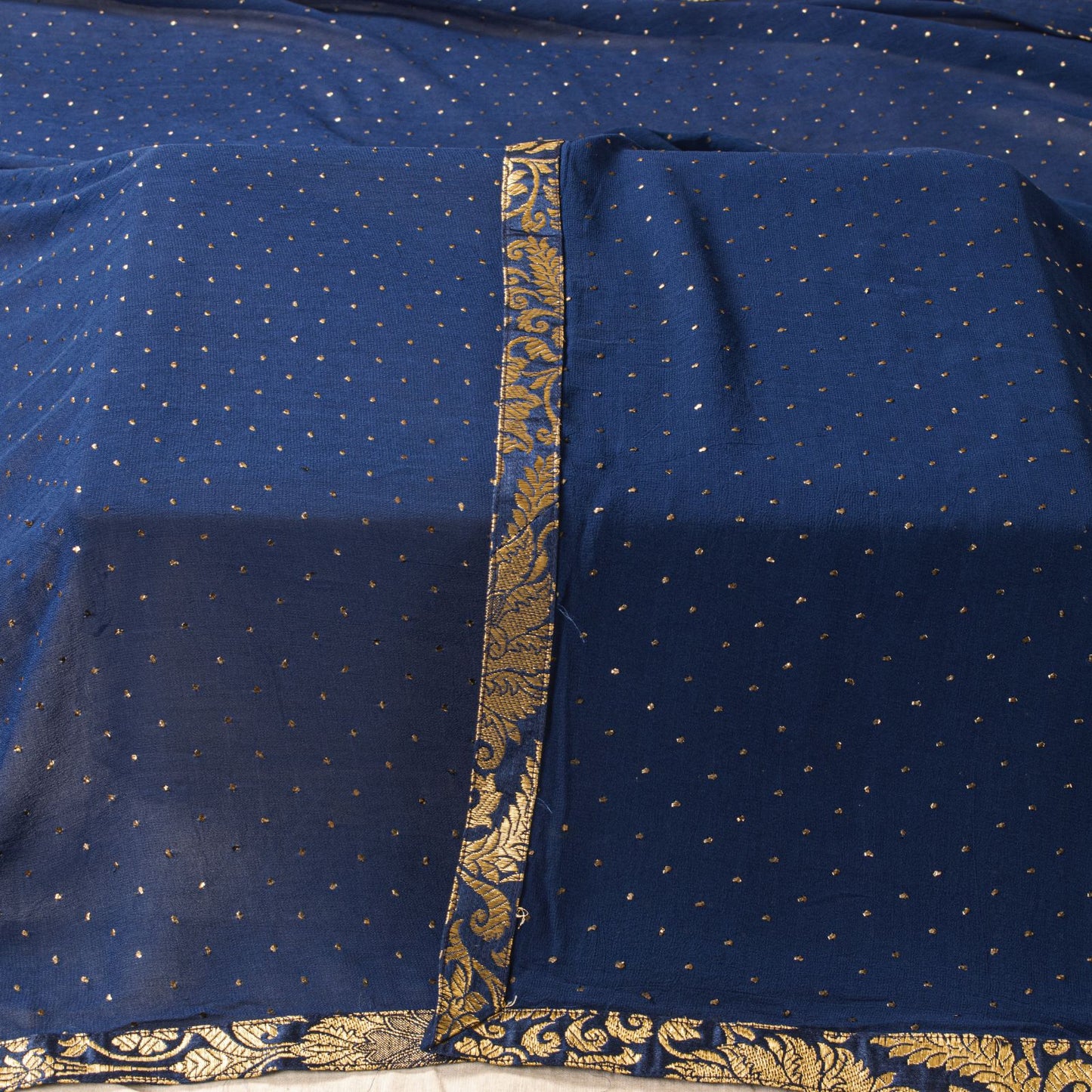 Sanskriti Vintage Blue Pure Georgette Silk Dupatta Stole Mukesh Hazar Batti Veil