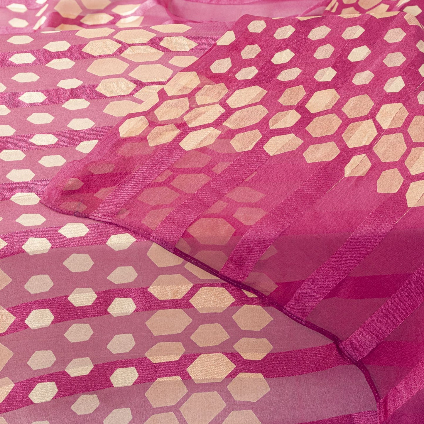 Sanskriti Vintage Pink Georgette Dupatta/Stole Geometric Print-Woven Indian Veil