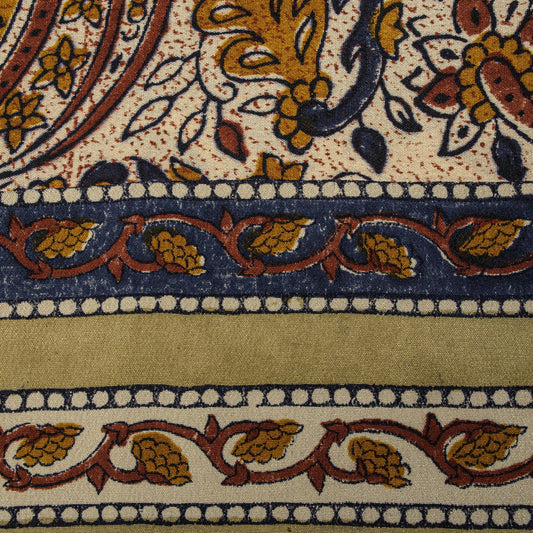 Sanskriti Vintage Blue Pure Georgette Dupatta/Stole Hand Block Kalamkari Patch