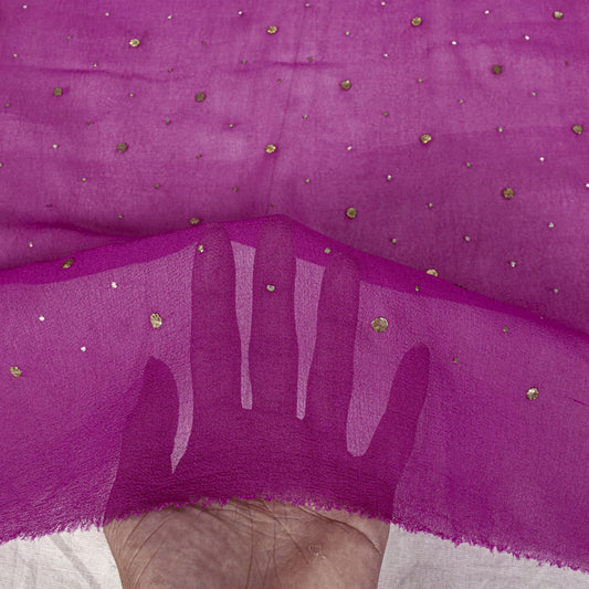 Sanskriti Vintage Pink Pure Georgette Dupatta/Stole Fardi Mukesh Work Veil