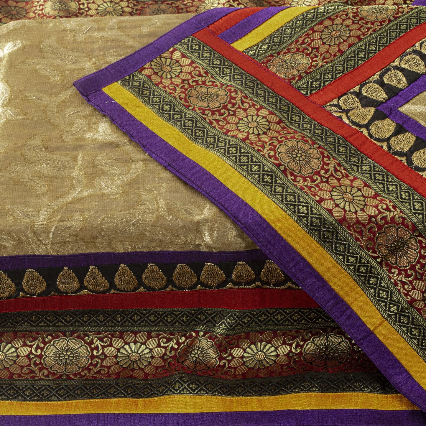 Sanskriti Vintage Golden Pure Georgette Dupatta/Stole Brocade Woven WeddingVeil