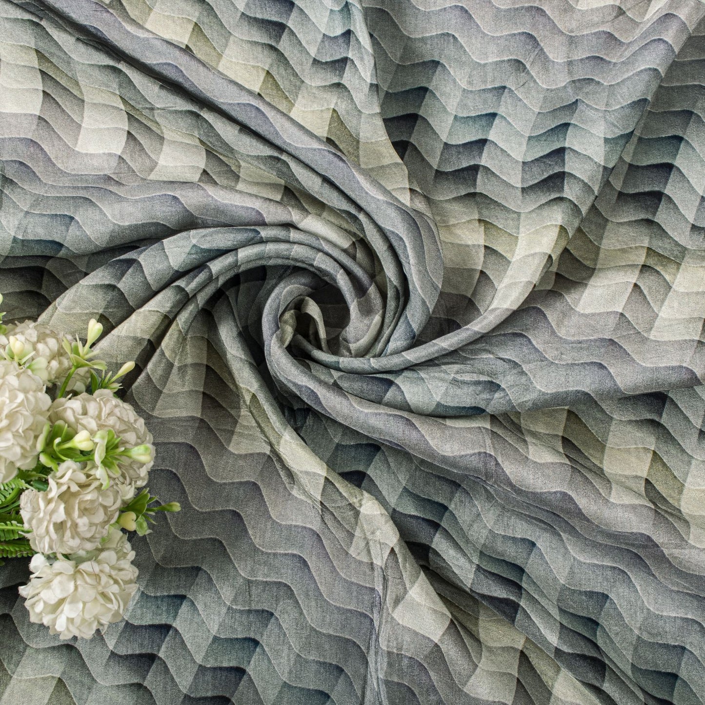 Sanskriti Vintage Gray Pure Silk Dupatta/Stole Zari Woven-Gradient Effect Print