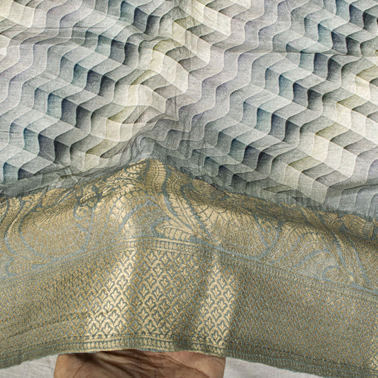 Sanskriti Vintage Gray Pure Silk Dupatta/Stole Zari Woven-Gradient Effect Print