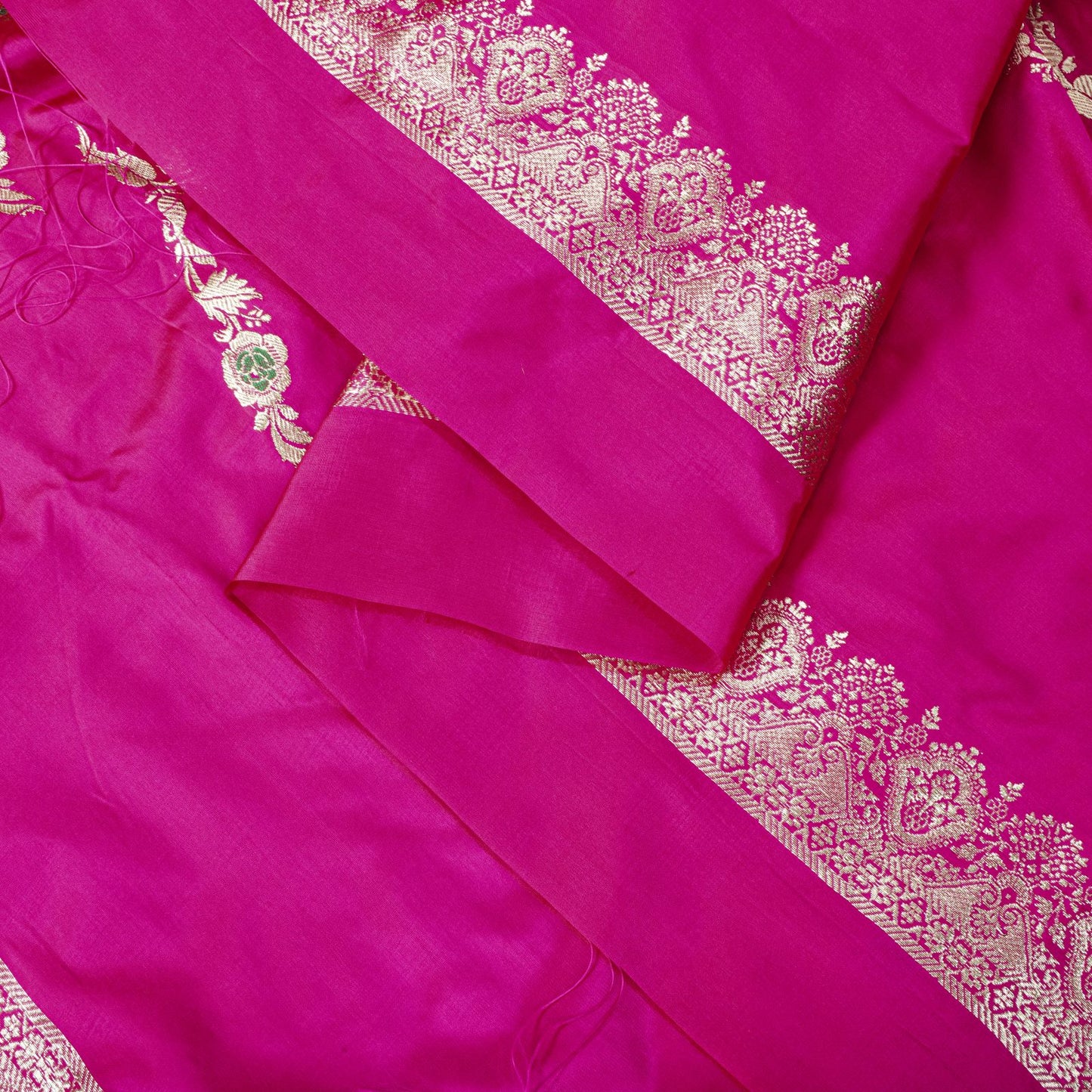 Sanskriti Vintage Pink Art Silk Dupatta Embroidered Floral Zari Border Stole DIY