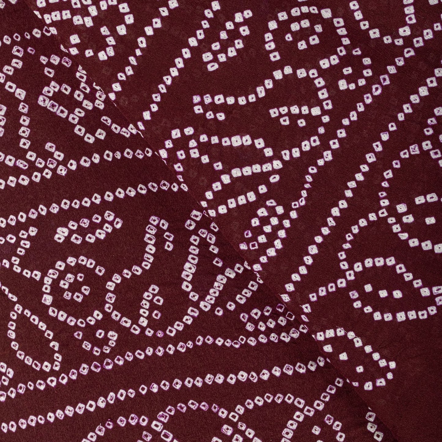 Sanskriti Vintage Dupatta/Stole Brown-Red Pure Silk Bandhani Work Indian Veil