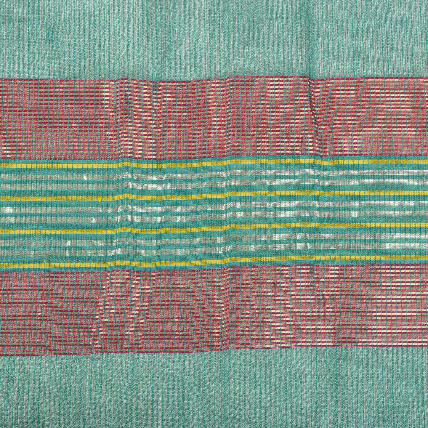 Sanskriti Vintage Dupatta/Stole Green Cotton Silk Zari Handwoven Maheshwari Veil