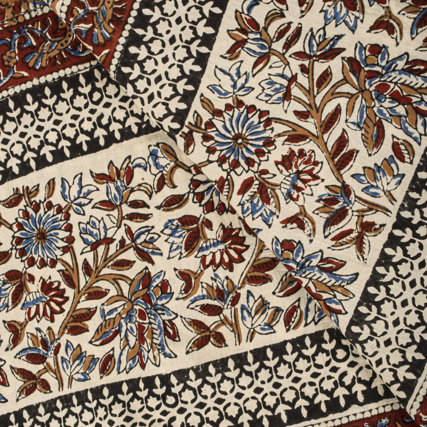 Sanskriti Vintage Dupatta/Stole Brown Pure Cotton Hand Block Printed Kalamkari