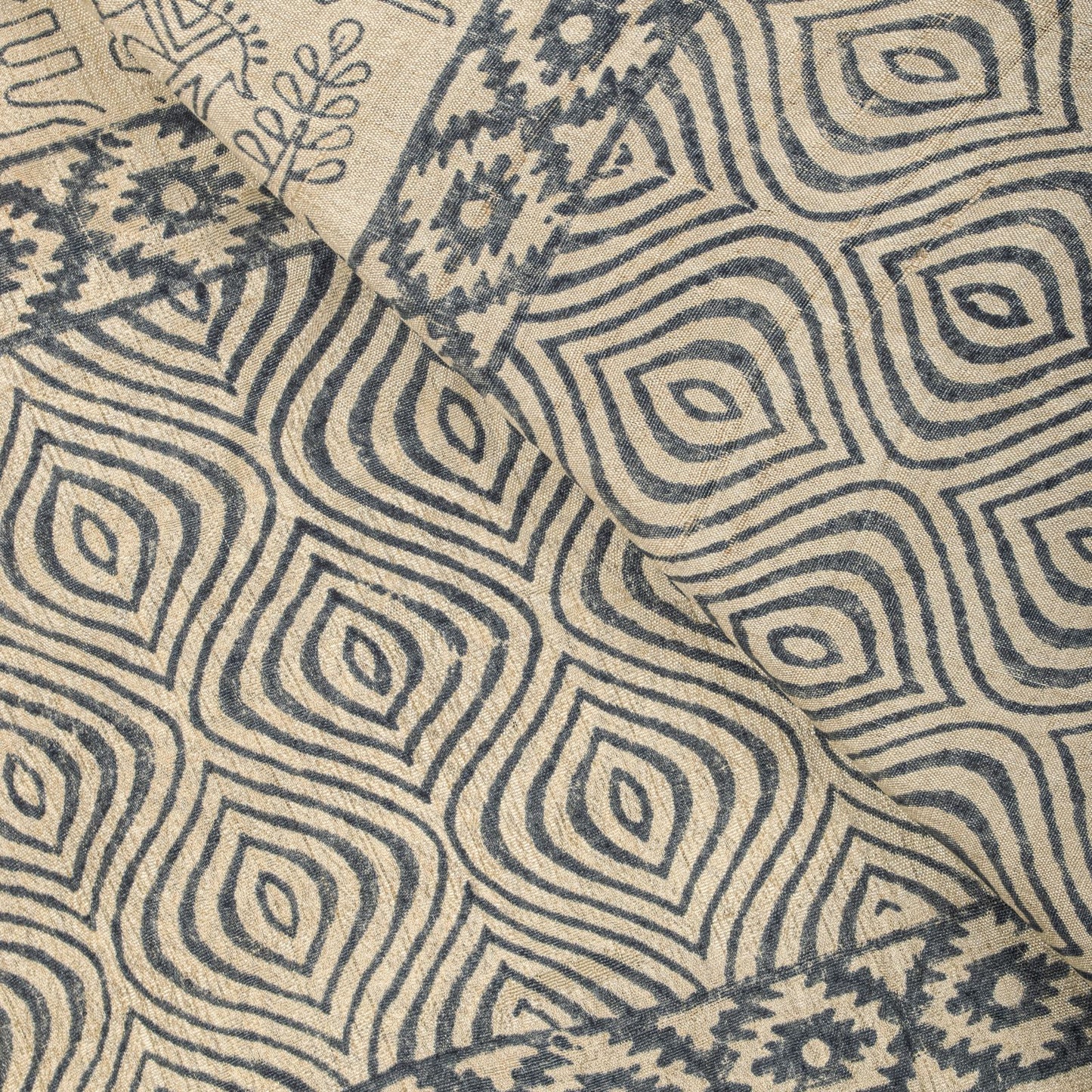 Sanskriti Vintage Dupatta/Stole Off-White Pure Silk Hand Block Print Indian Veil