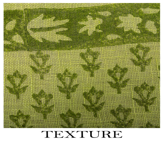 Sanskriti Vintage Dupatta/Stole Green Pure Cotton Embroidered-Hand-Woven Fabric