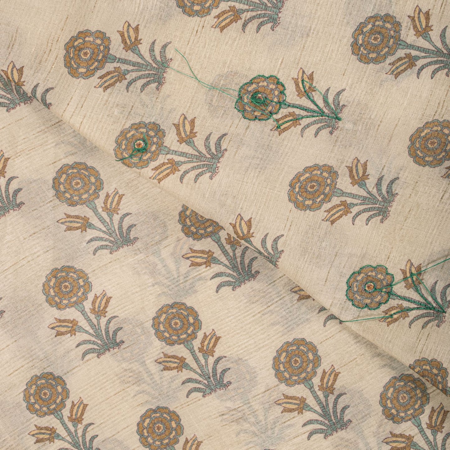 Sanskriti Vintage Dupatta/Stole Off-White Art Silk Sanganeri Style Block Printed