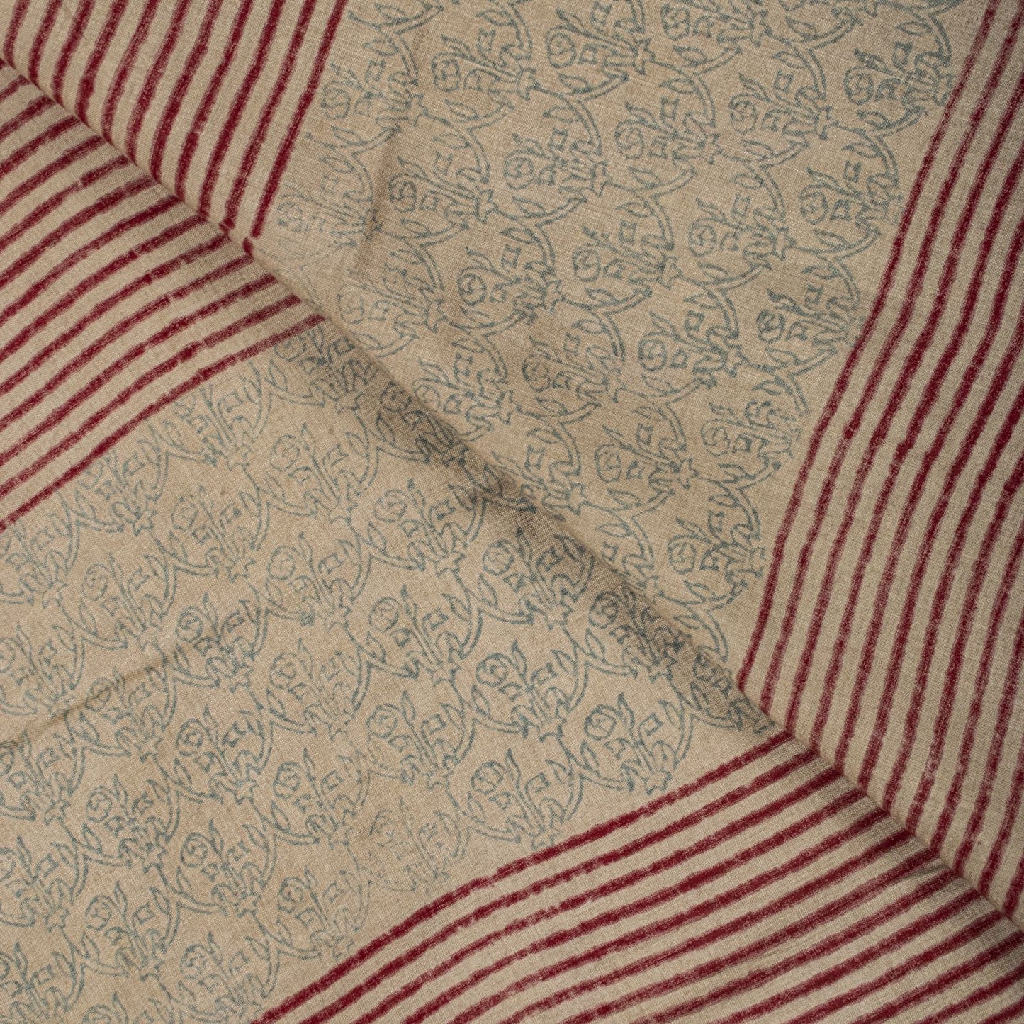 Sanskriti Vintage Dupatta/Stole Silver-Gray Pure Cotton Hand Block Printed Veil