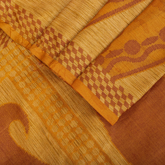 Sanskriti Vintage Tant Jacqauard Woven Pure Silk Saree Yellow Sari Craft Fabric