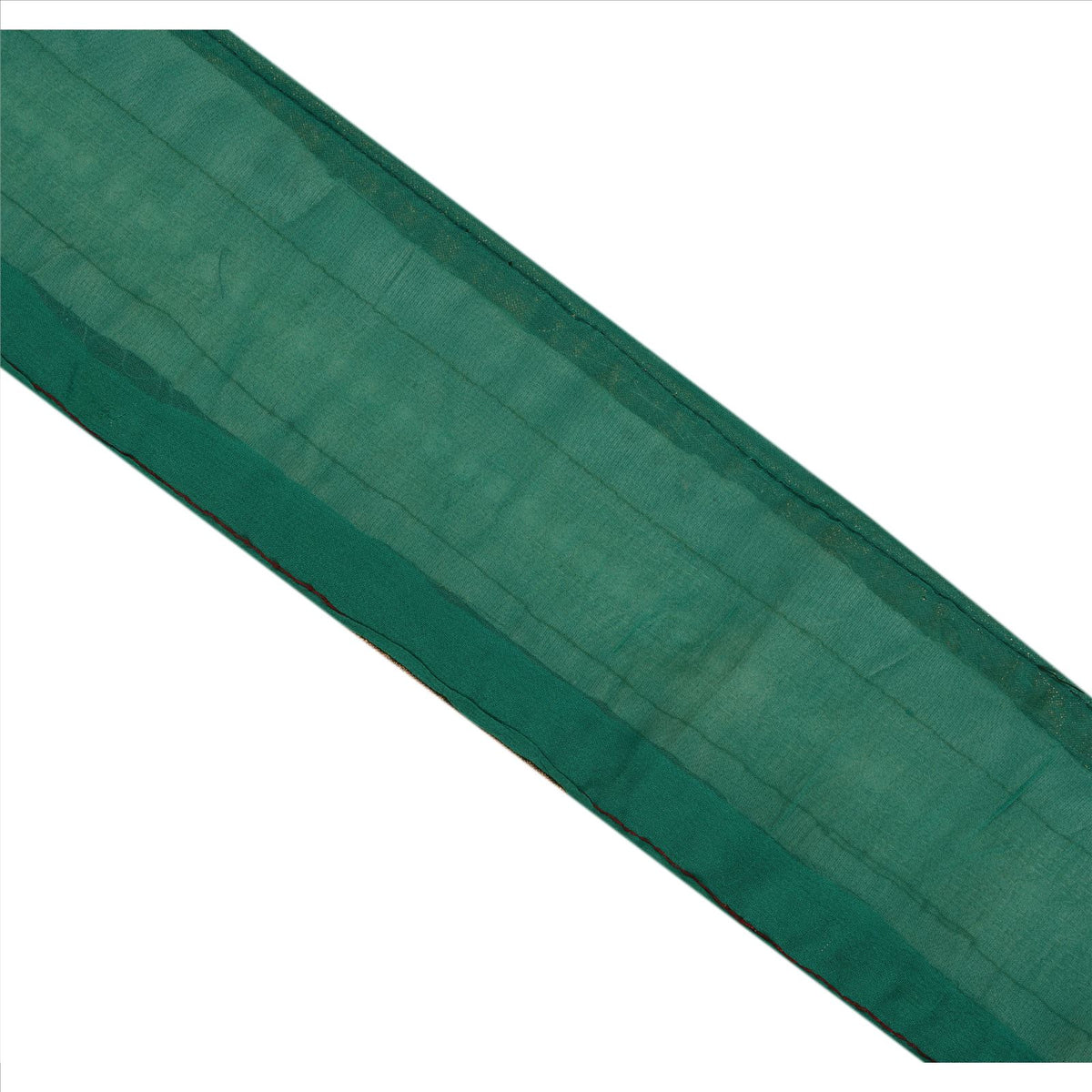 Sanskriti Vintage Hand Beaded Georgette Heavy Sari Border 1 Yd Green Craft Lace