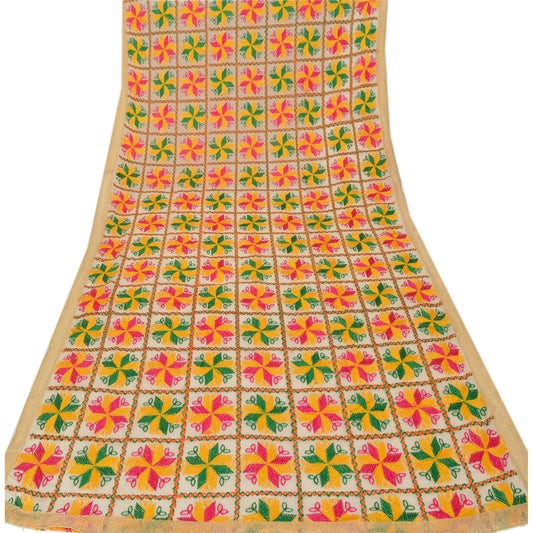 Sanskriti vintage Dupatta Long Stole OOAK Hand Embroidered Phulkari Scarves Wrap