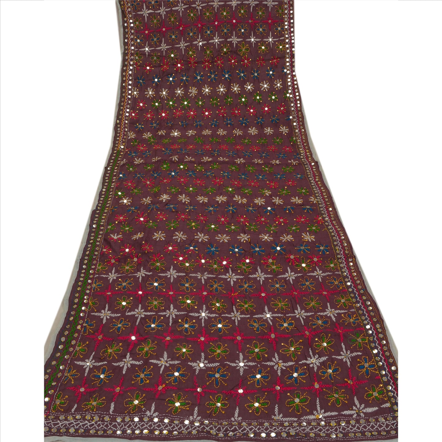 Sanskriti Vintage Dupatta Long Stole Cotton Purple Hand Embroidered Phulkari From Panjab Scarves Indian Craft Supplies Fabric