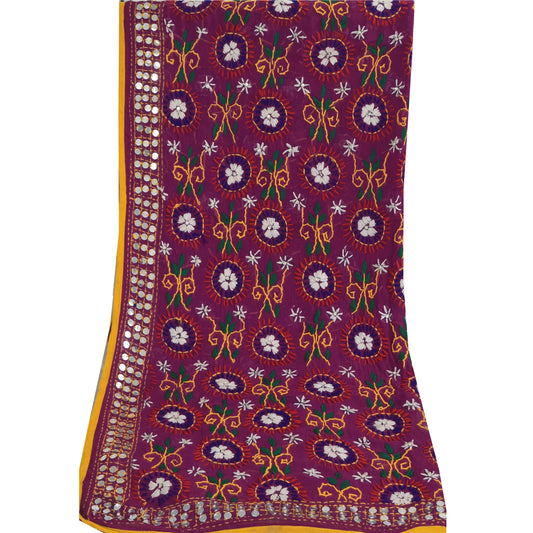 Sanskriti Vintage Dupatta Long Stole Pure Georgette Hand Embroidered Phulkari