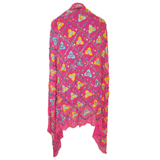 Sanskriti Vintage Pink Dupatta Long Stole Pure Georgette Silk Hand Beaded Veil