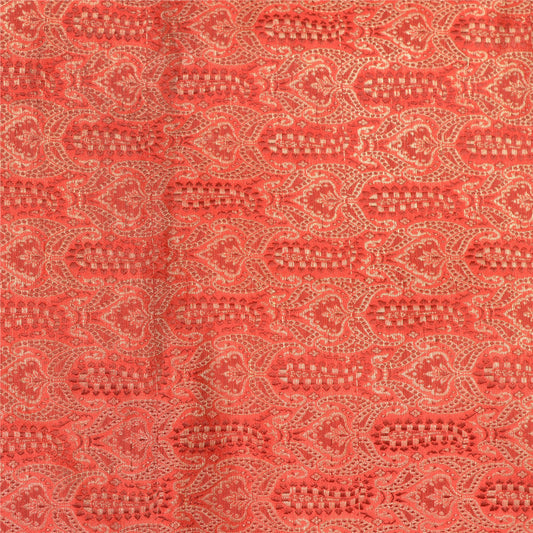 Sanskriti Vintage Red Pure Silk Dupatta Stole Hand Bead Zari Woven Brocade Veil Uses-Table linen, Cushions, Curtains, Dressing, Decor,