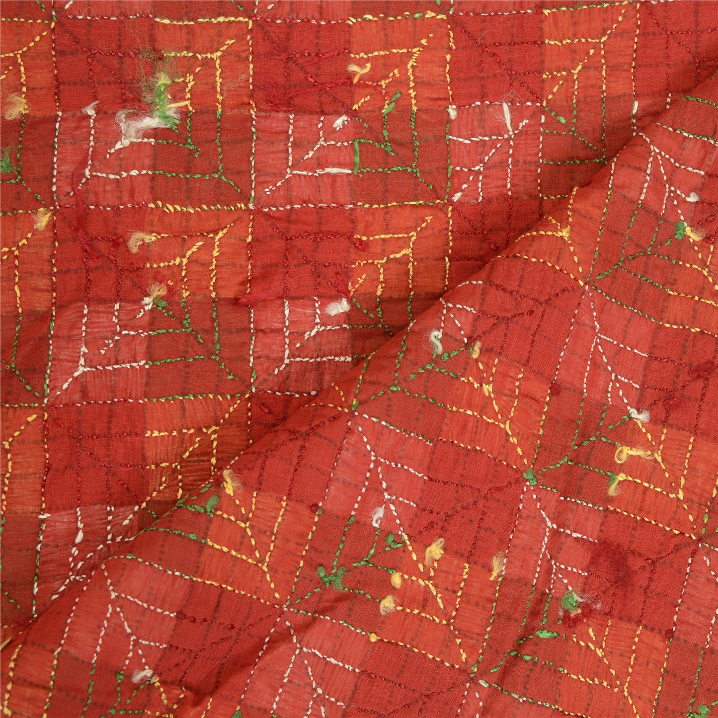 Sanskriti Vintage Hand Embroidered Pure Cotton Dupatta Bagh Phulkari Wrap Stole