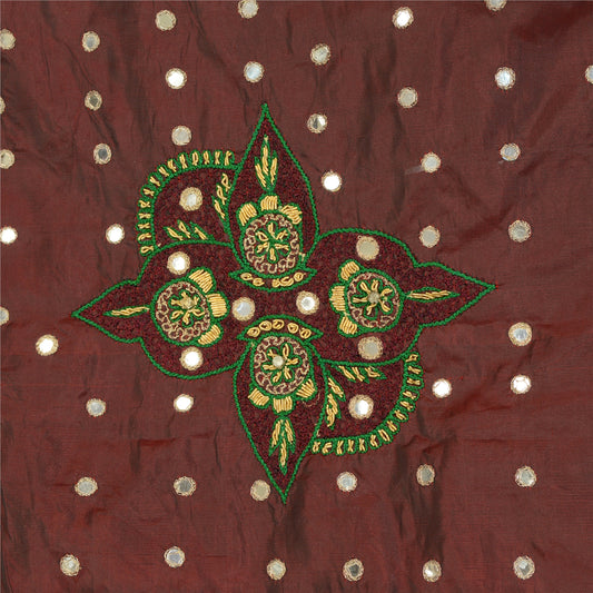 Sanskriti Vintage Dark Red Dupatta Blend Silk Hand Beaded Zardozi Stole/Scarves